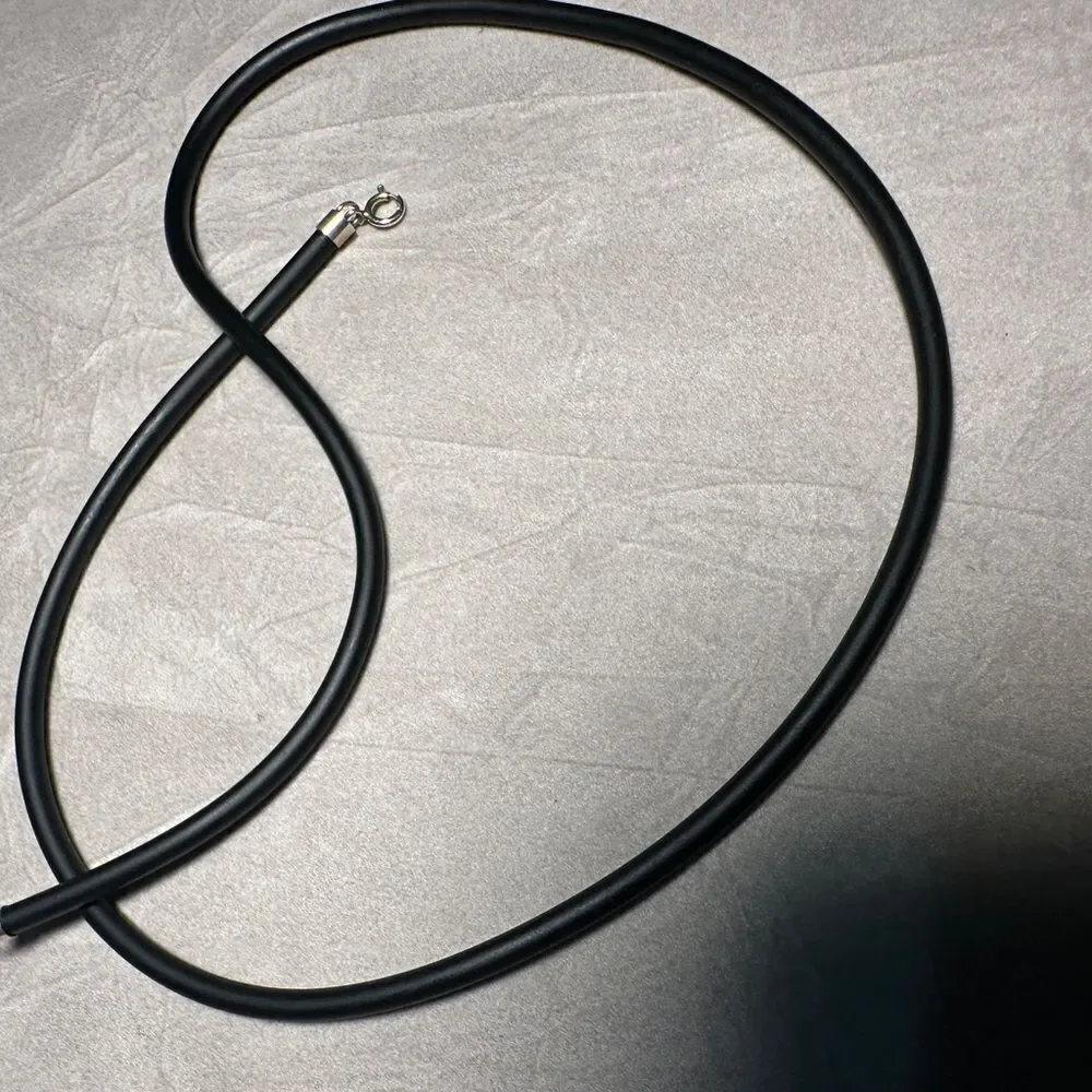 20” Black Cord Necklace - Unisex | 925 Silver Clasp | Minimalist | Great…